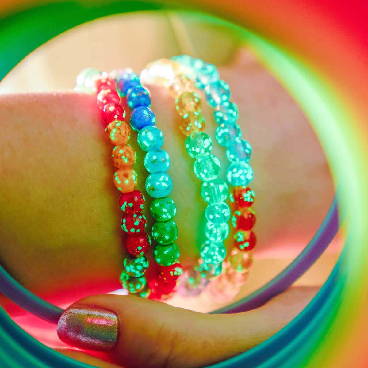 Regenbogen-Wrap | 925er Sterlingsilber | Armband aus klarem Glühwürmchenglas
